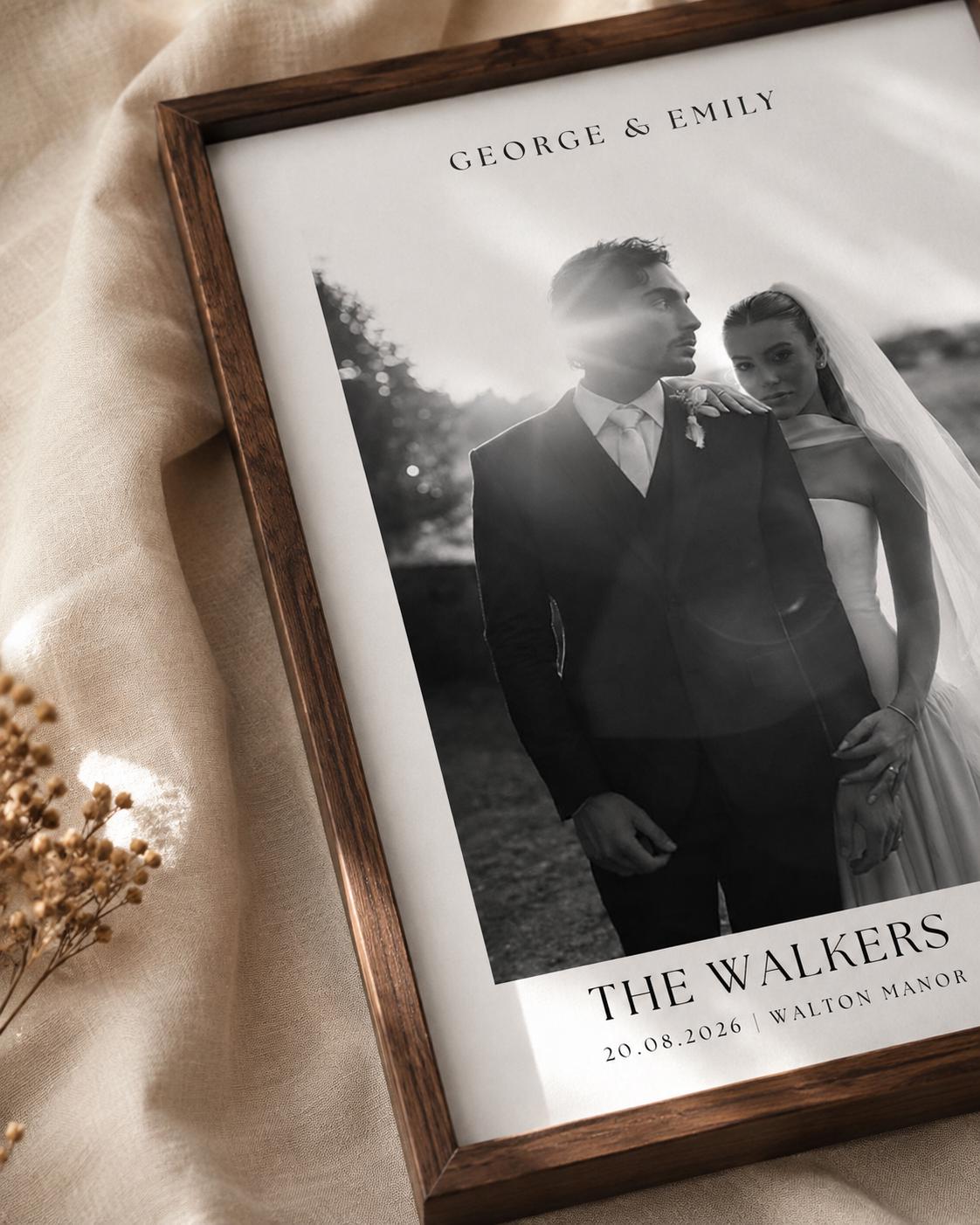 Personalised Black & White Wedding Photo Print