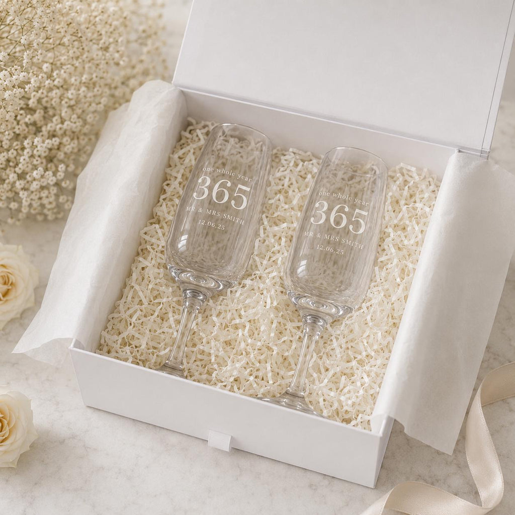 Personalised 1st Anniversary Champagne Flutes