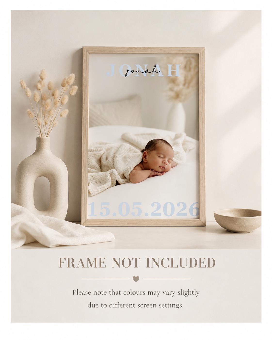 Personalised Baby Name Photo Print – Minimal Nursery