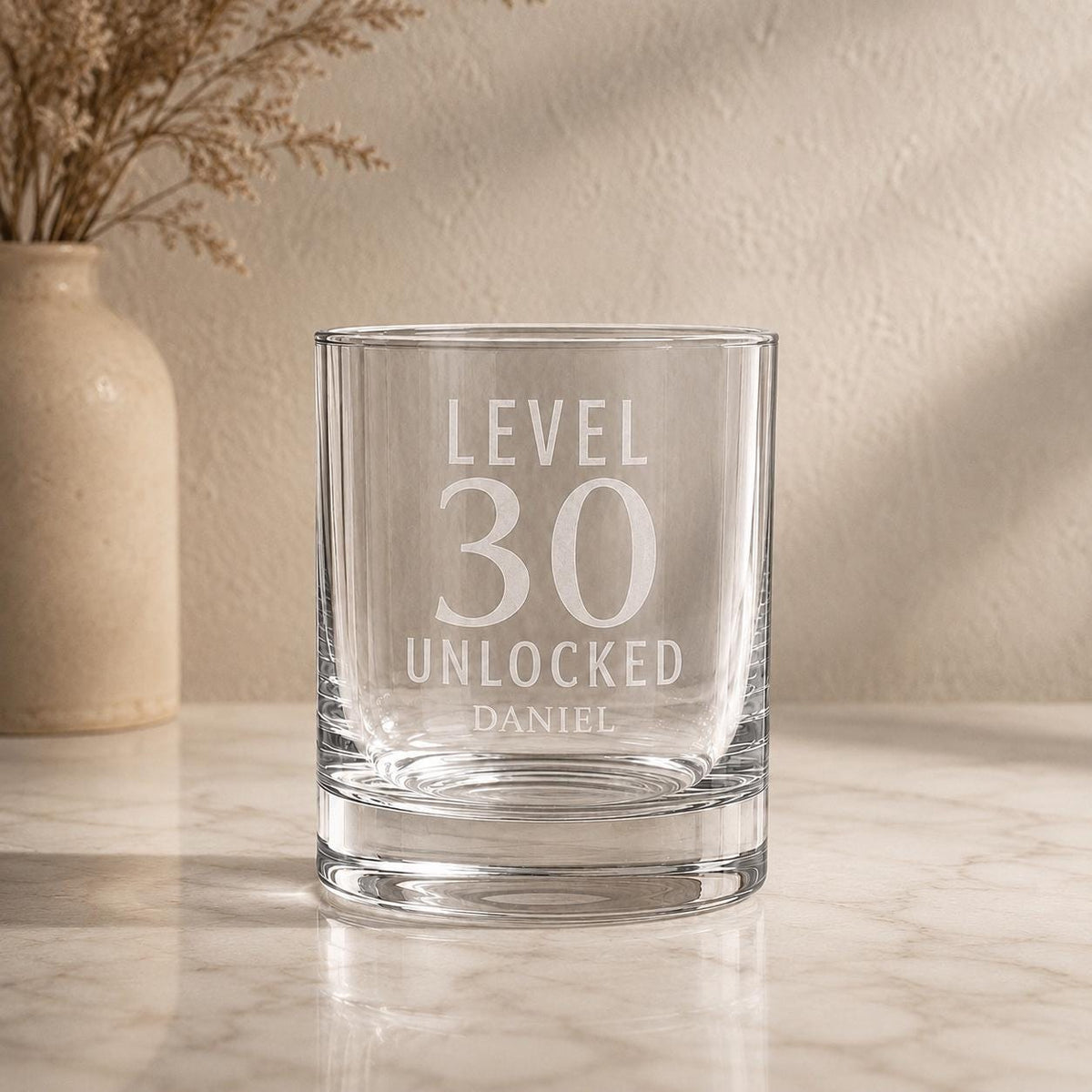 Personalised Level Unlocked Whisky Glass