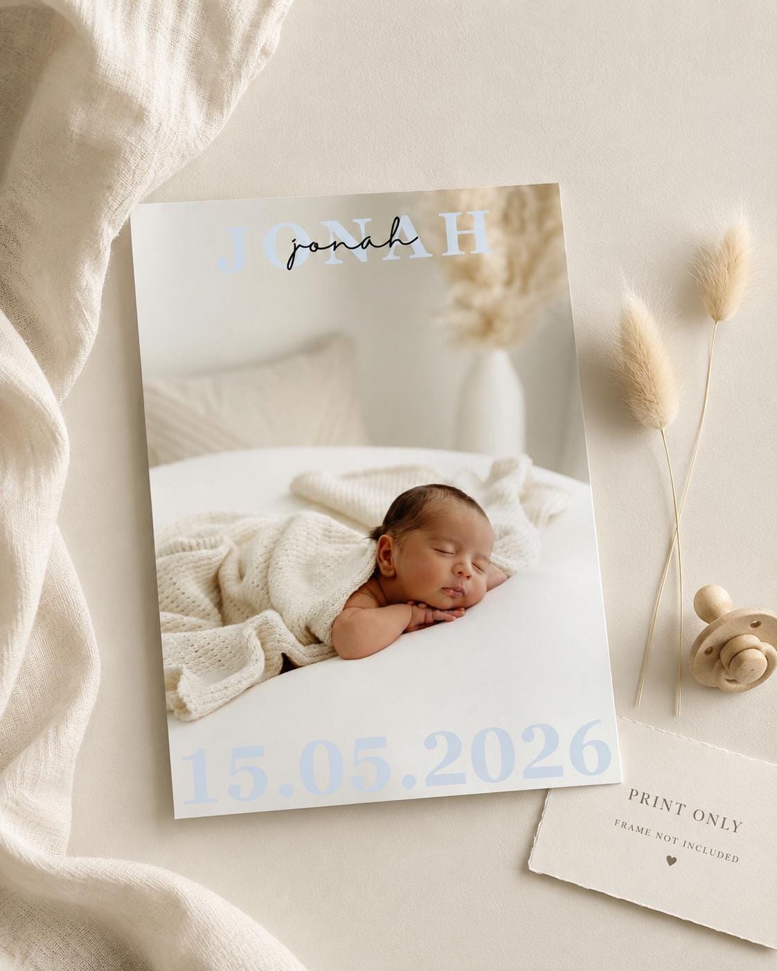 Personalised Baby Name Photo Print – Minimal Nursery