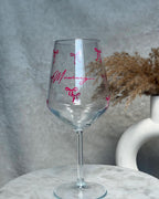 Personalised Mummy Wine Glass with Pink Bow
