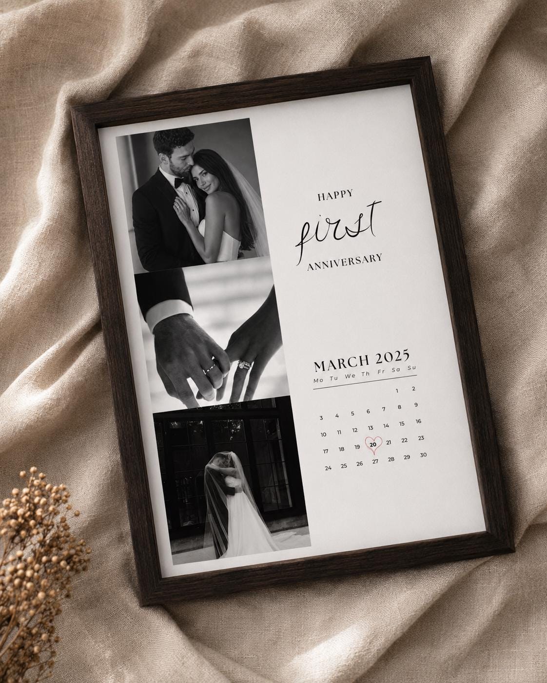 Personalised First Anniversary Calendar Print