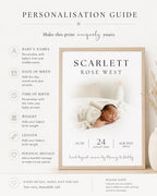 Personalised Baby Birth Stats Photo Print
