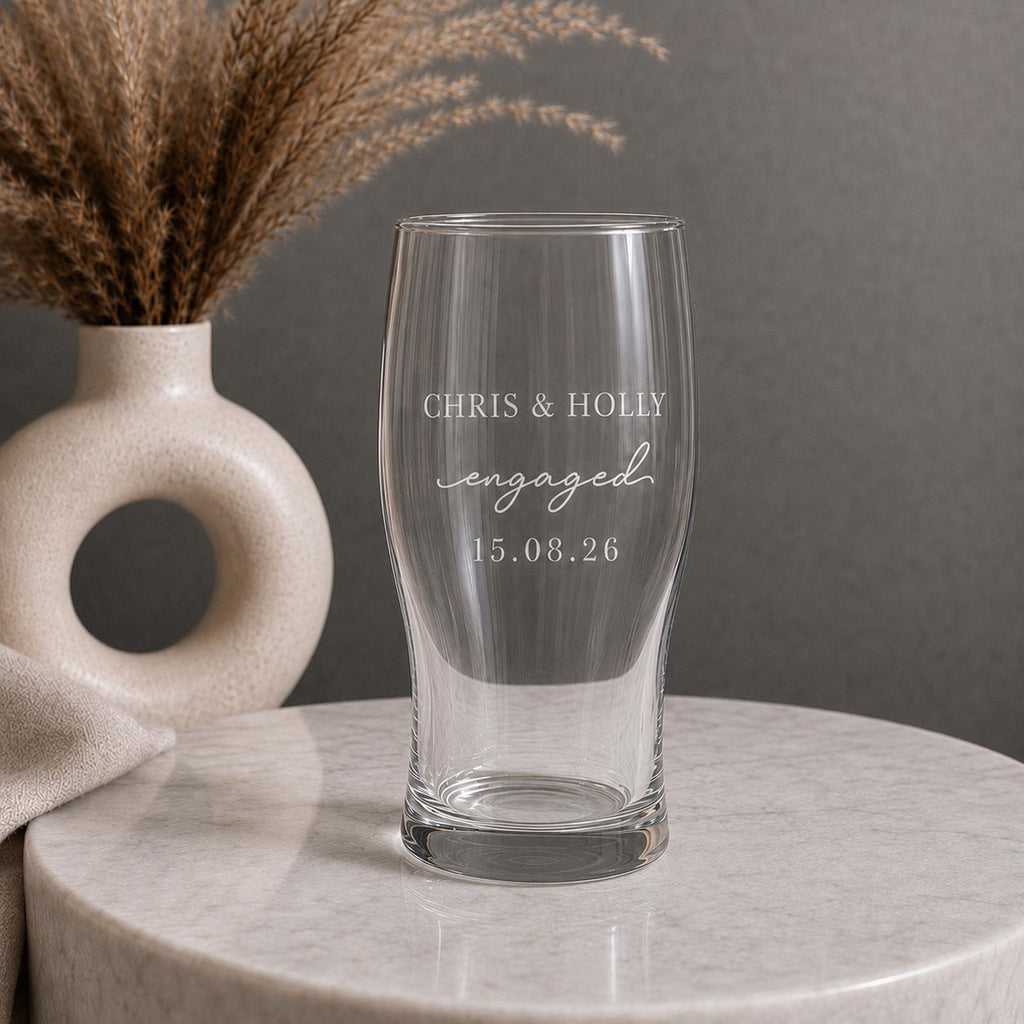 Personalised Engagement Wine & Beer Glass Set