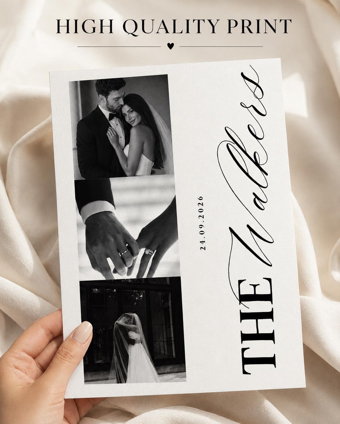 Personalised 3-Photo Wedding Collage Print