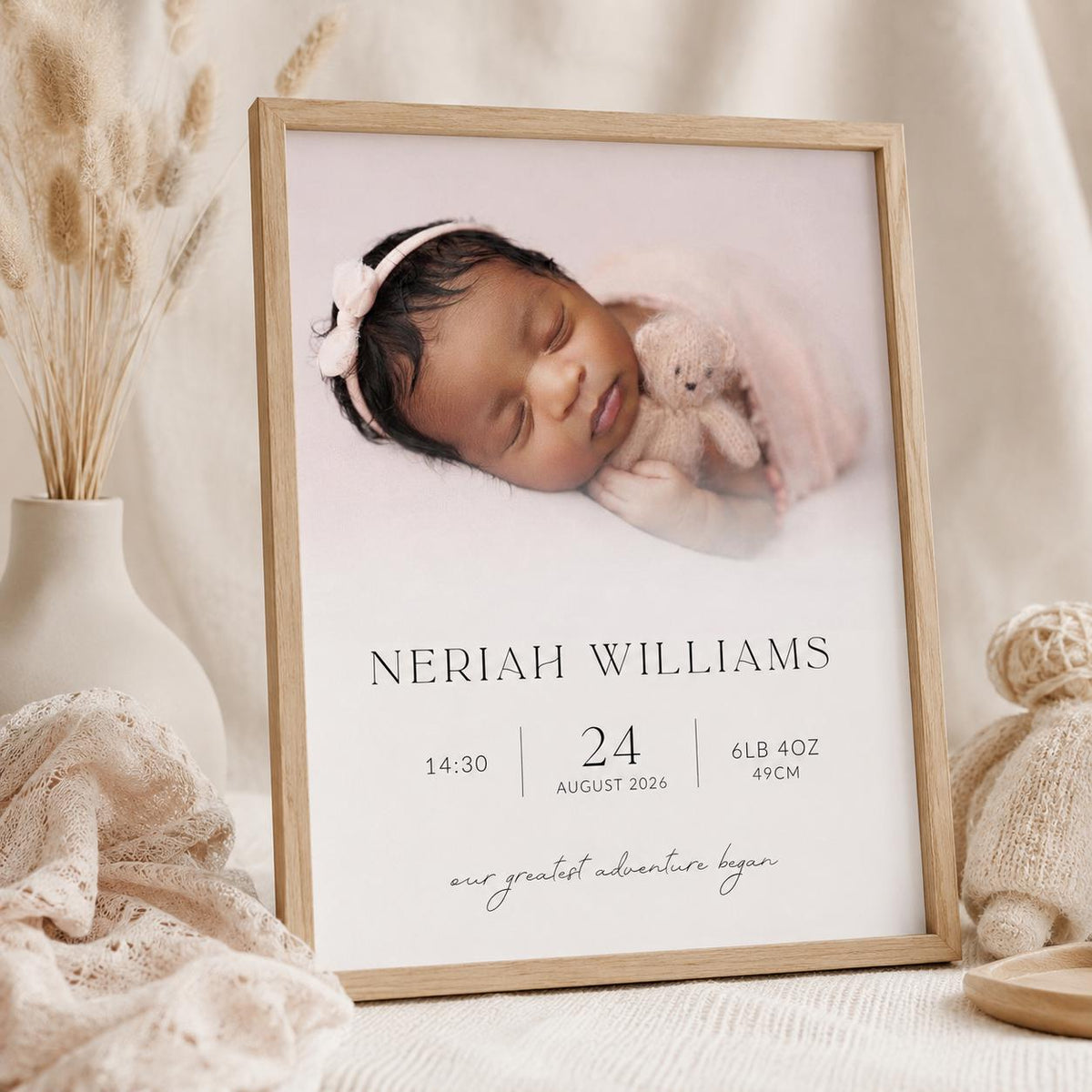 Personalised Baby Birth Details Print
