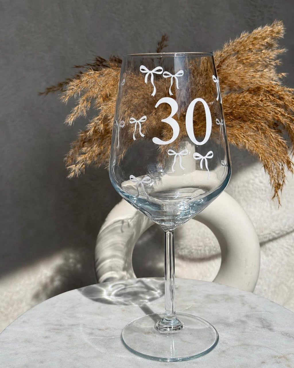 Personalised Bow Birthday Wine Glass – Name & Age