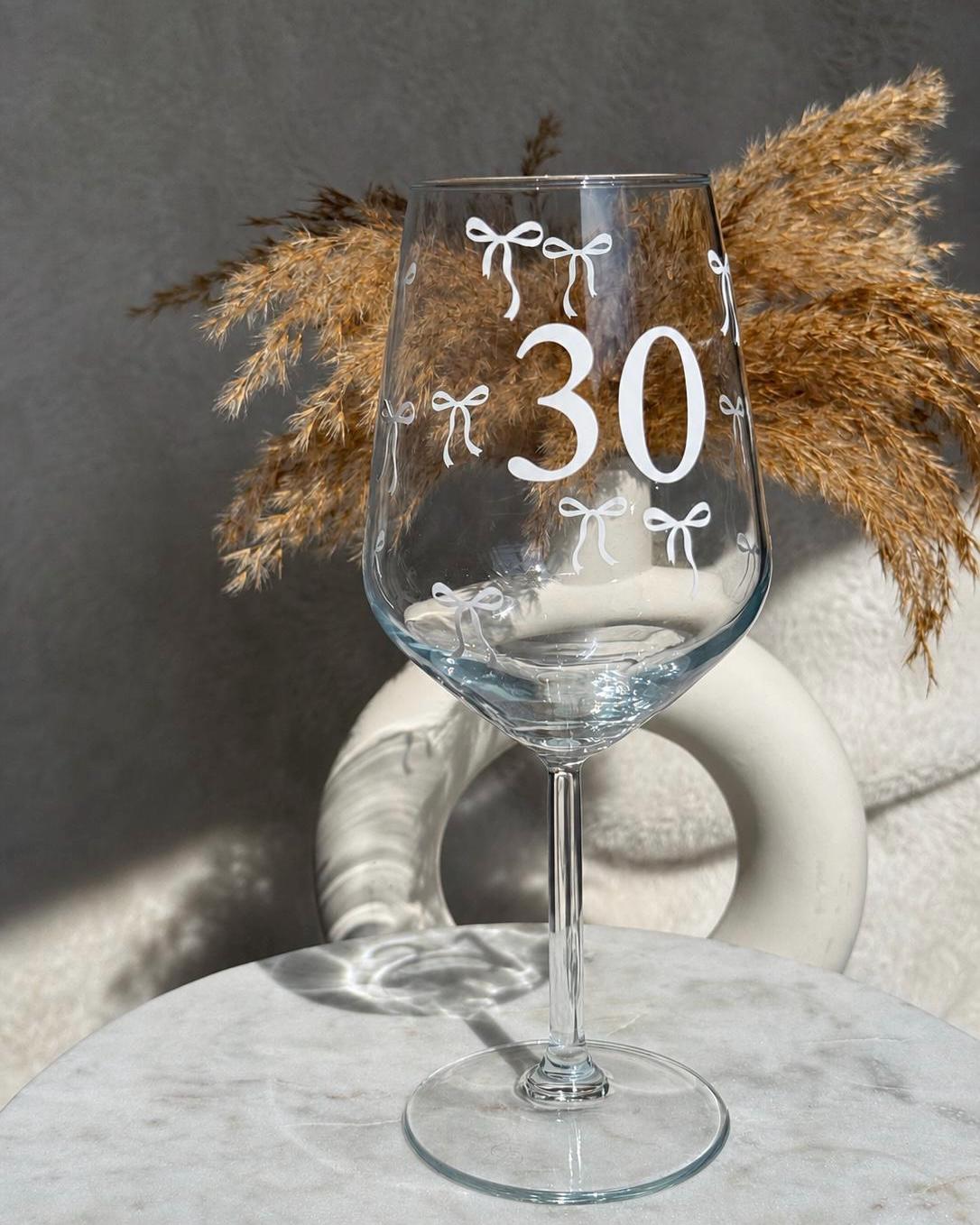 Personalised Bow Birthday Wine Glass – Name & Age