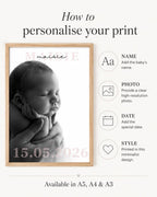 Personalised Baby Name & Birth Date Photo Print