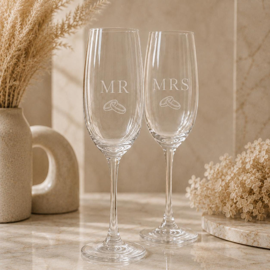 Personalised Mr & Mrs Champagne Flute Set