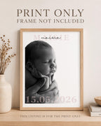 Personalised Baby Name & Birth Date Photo Print
