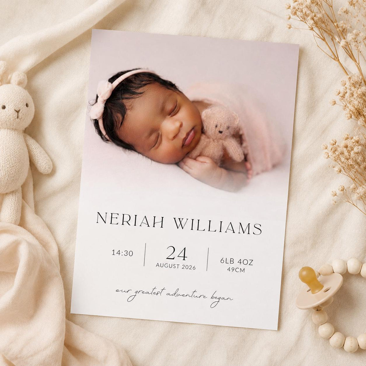 Personalised Baby Birth Details Print