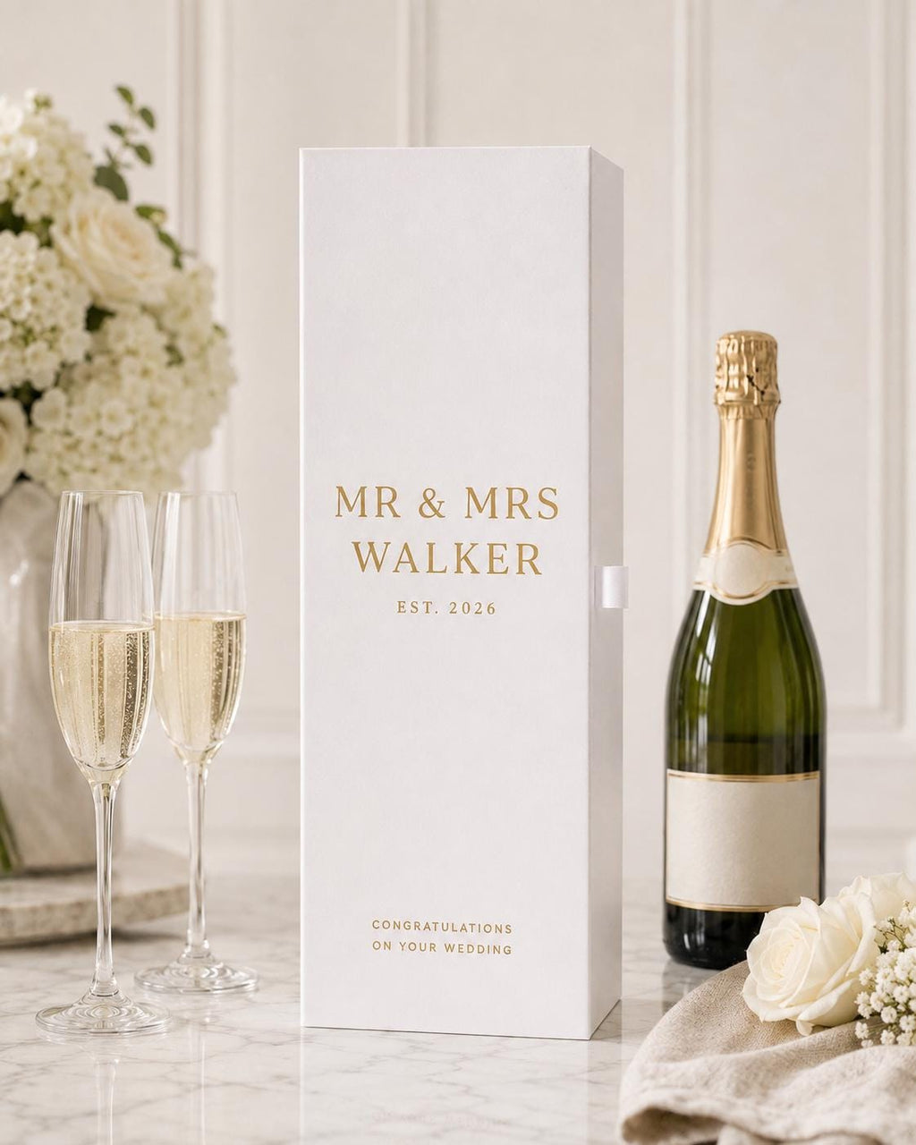 Personalised Wedding Champagne Bottle Gift Box