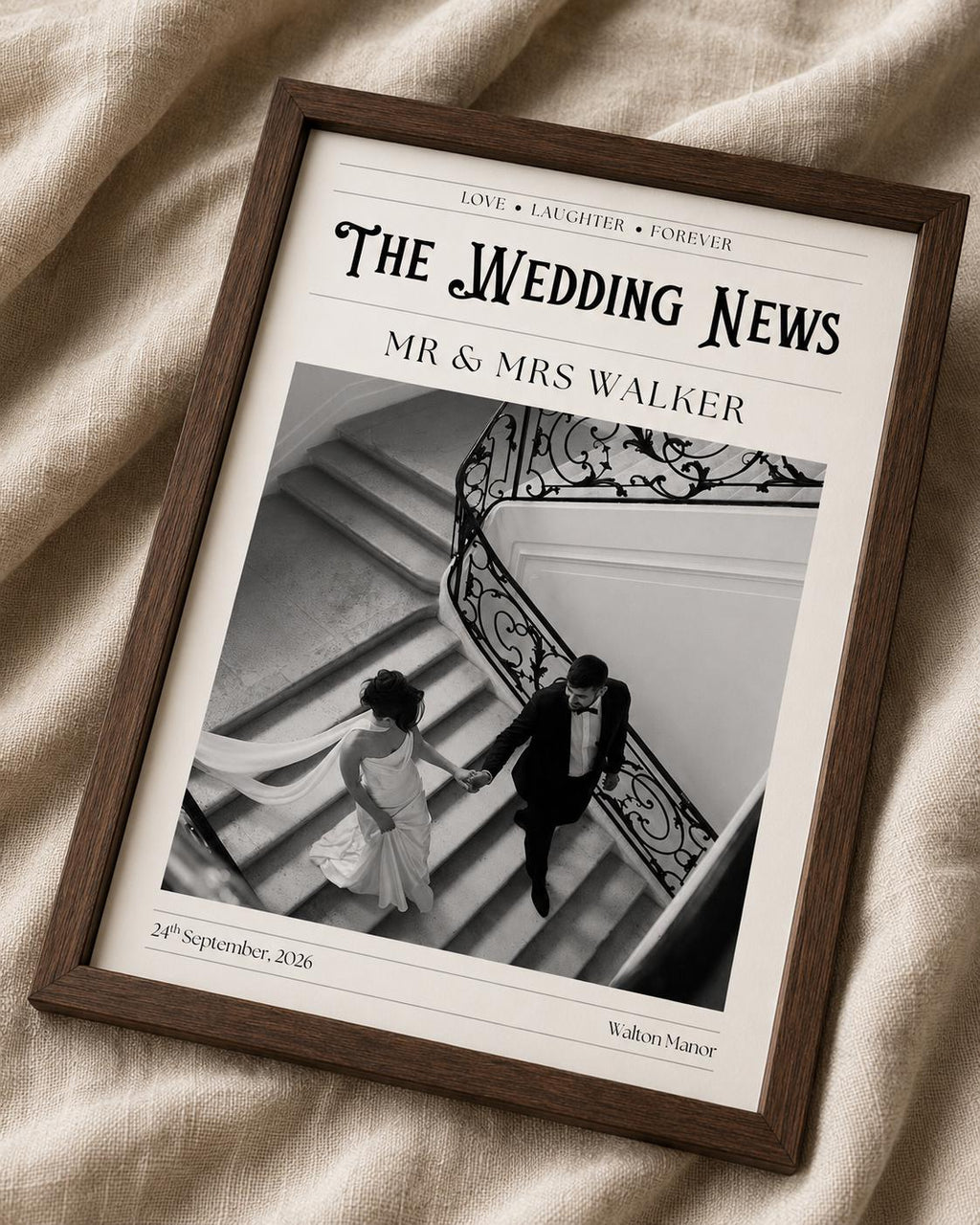 Personalised Wedding Newspaper Photo Print