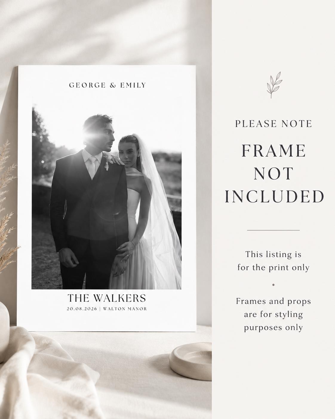 Personalised Black & White Wedding Photo Print