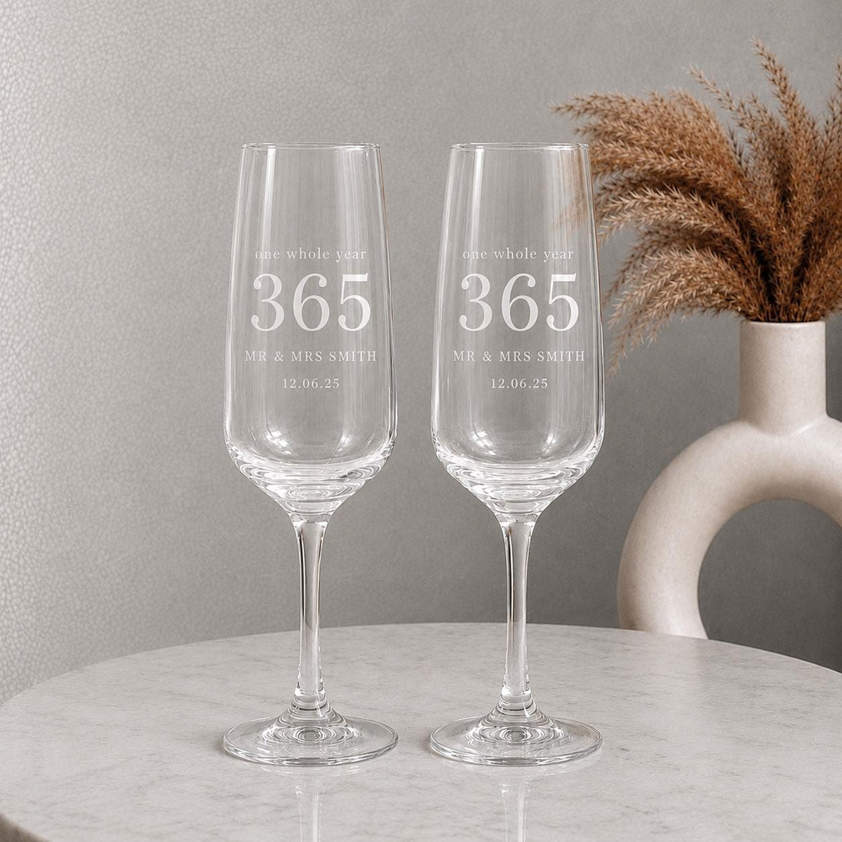 Personalised 1st Anniversary Champagne Flutes