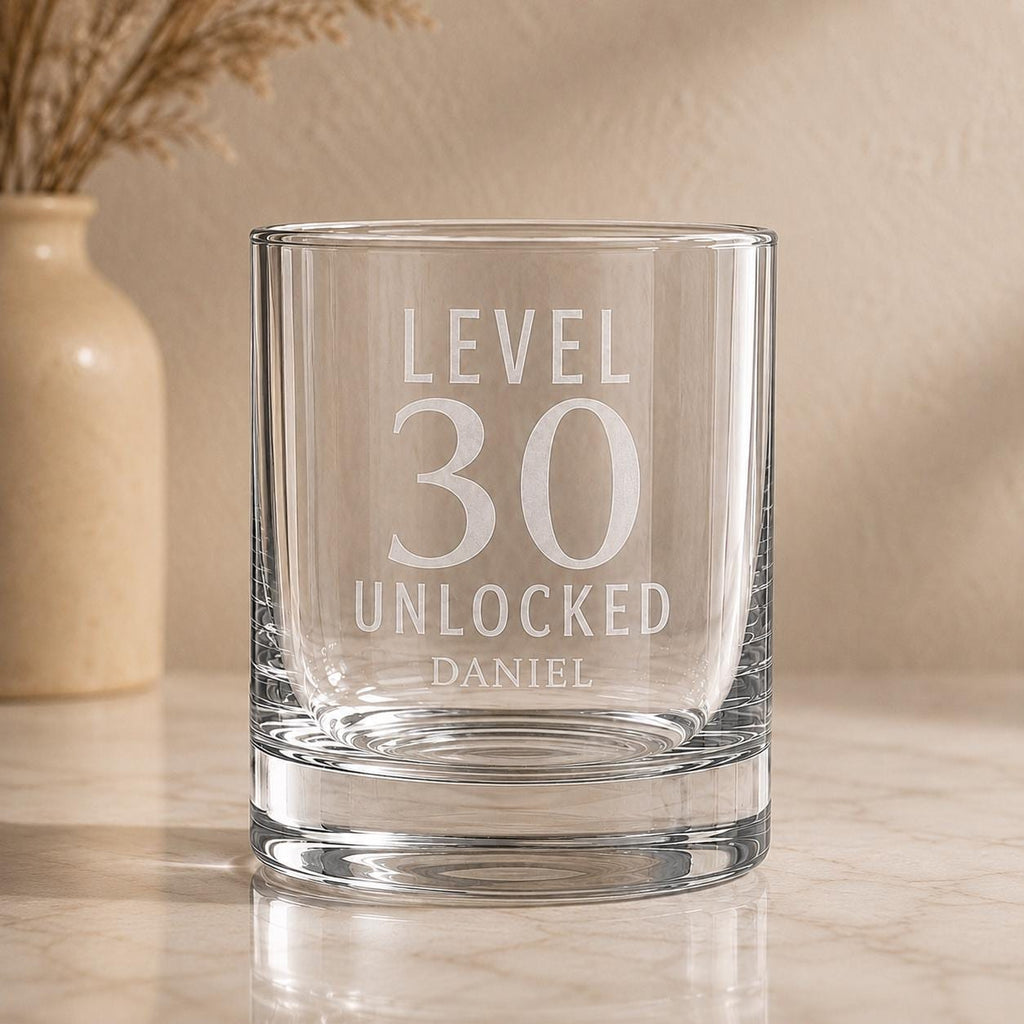 Personalised Level Unlocked Whisky Glass