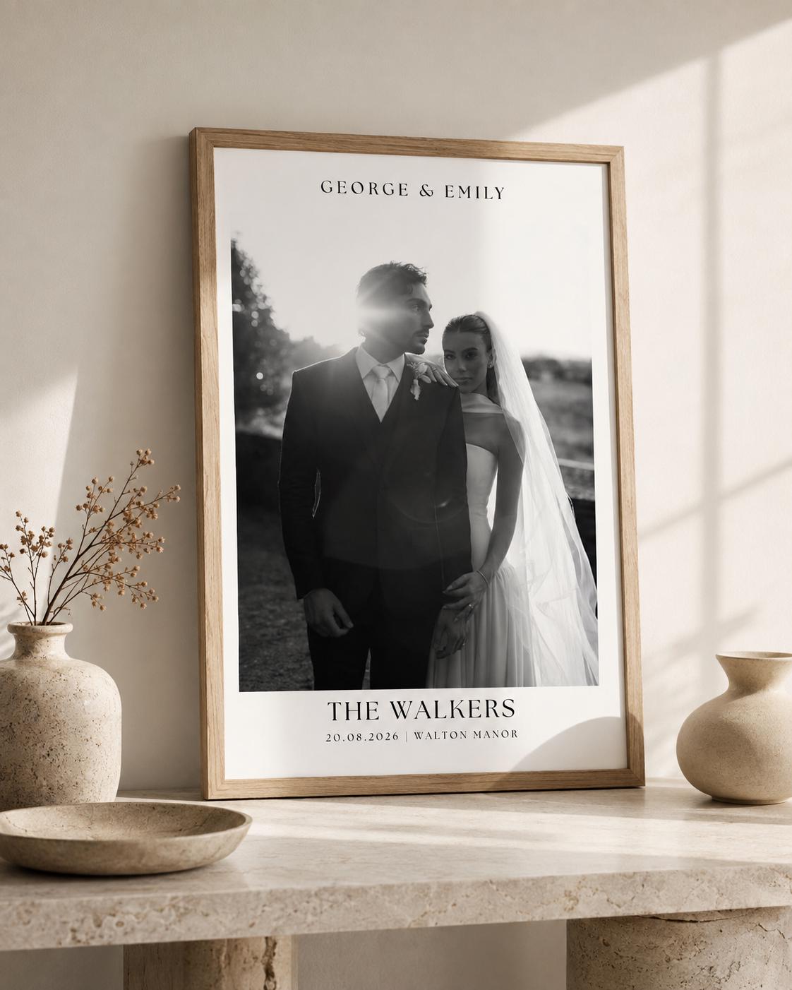 Personalised Black & White Wedding Photo Print