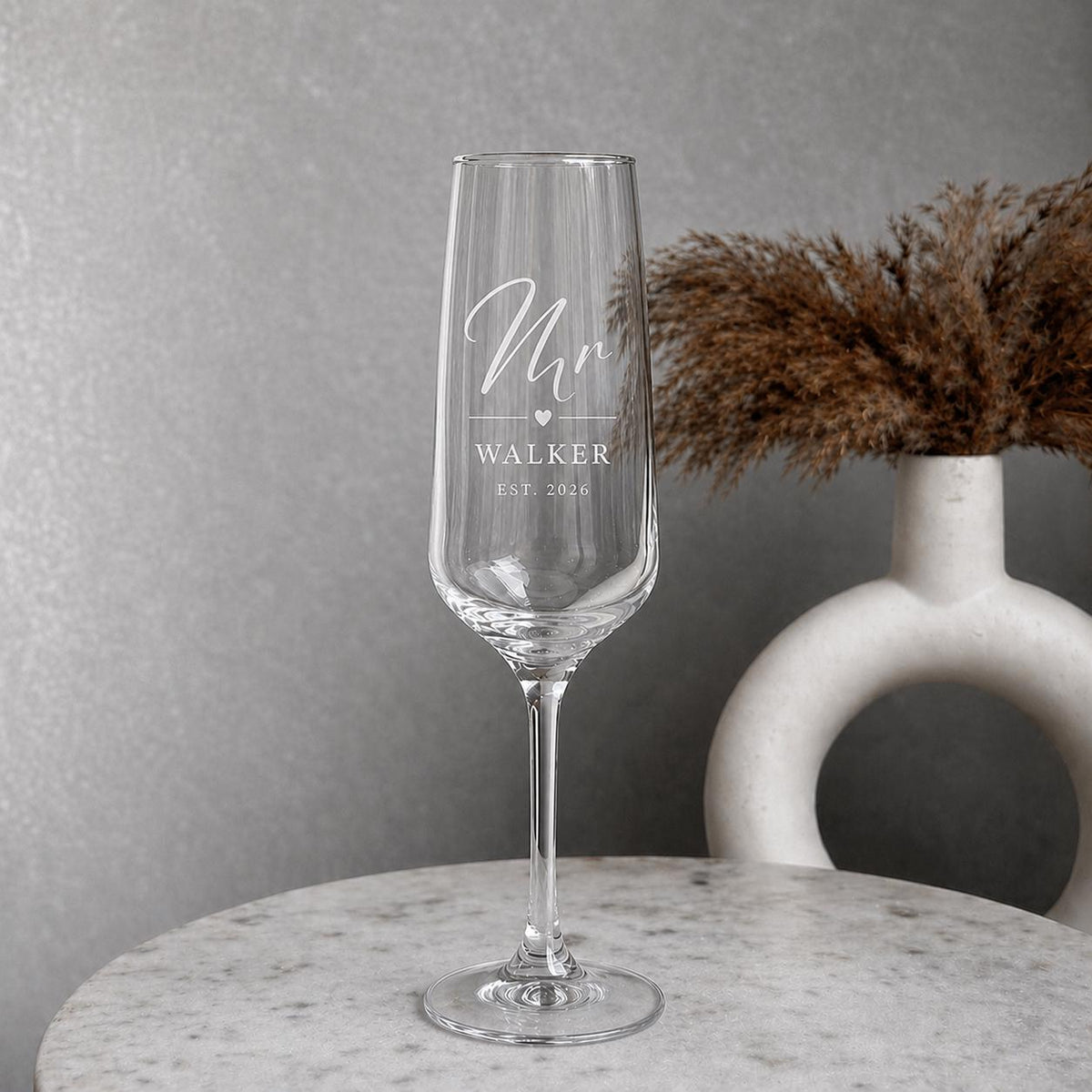 Personalised Mr & Mrs wedding glasses and gift set