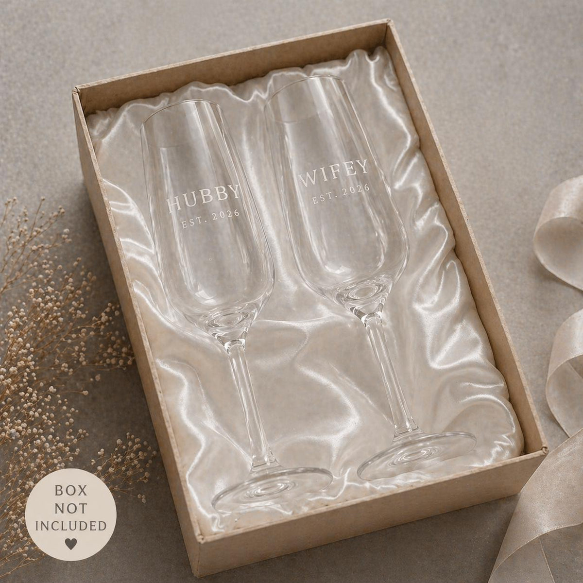 Personalised Mr & Mrs Champagne Flutes – Surname & Date