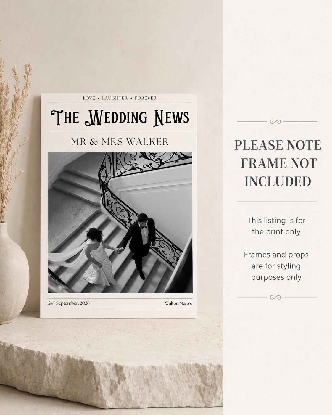 Personalised Wedding Newspaper Photo Print