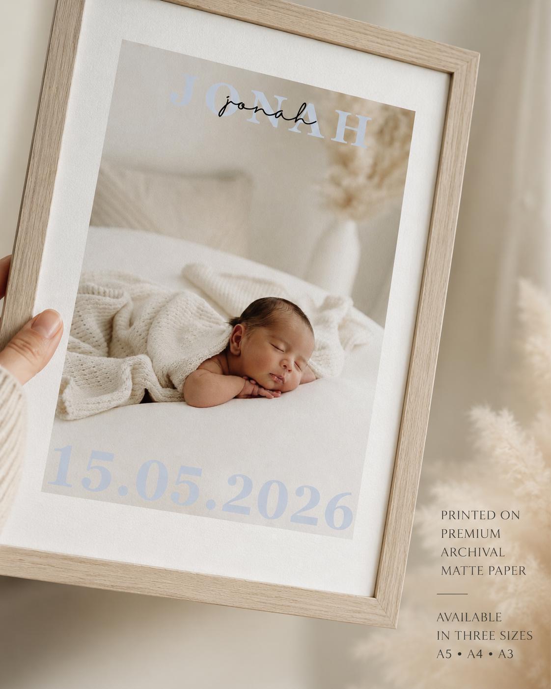 Personalised Baby Name Photo Print – Minimal Nursery