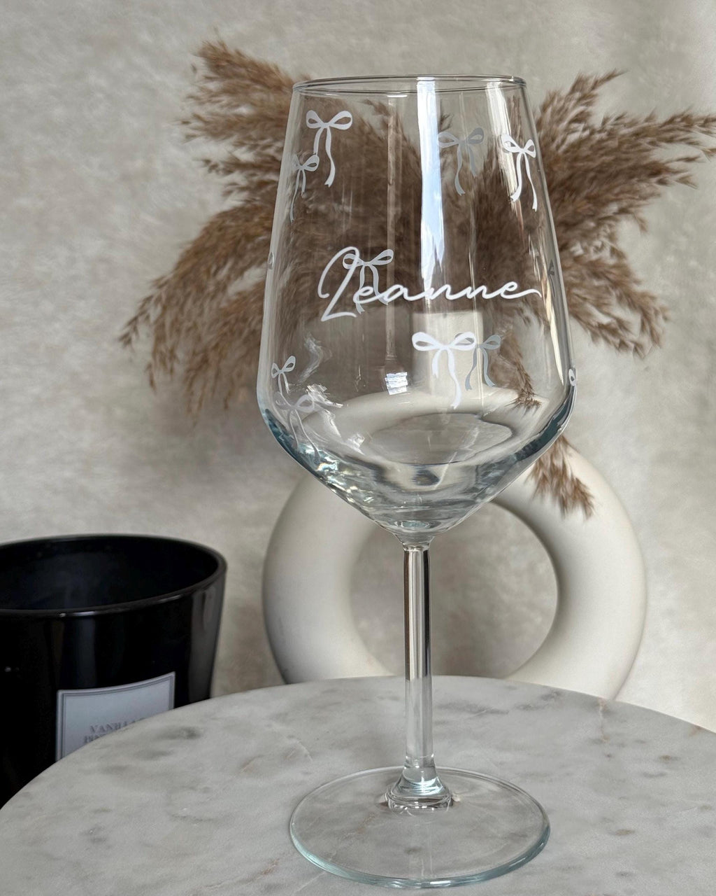 Personalised Name Wine Glass with Bows