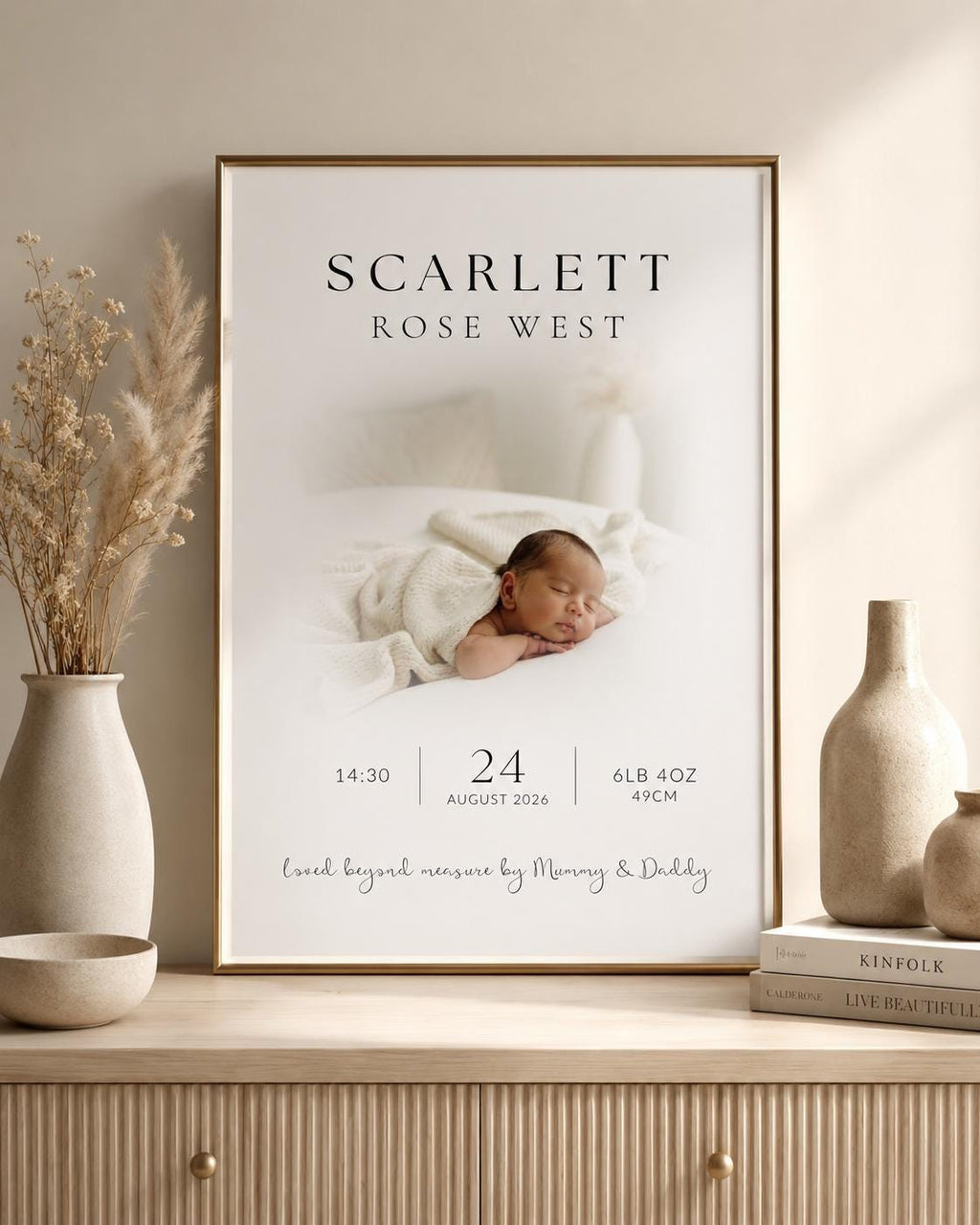 Personalised Baby Birth Stats Photo Print