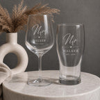 Personalised Mr & Mrs Wine & Pint Glass Set