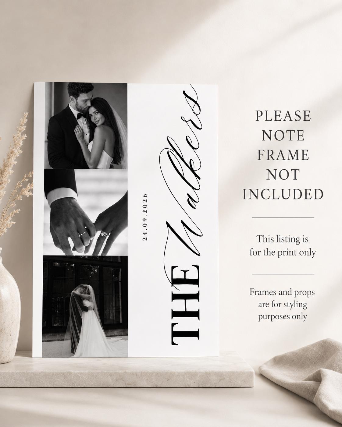 Personalised 3-Photo Wedding Collage Print
