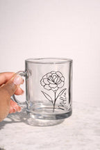Personalised Birth Flower Glass Mug